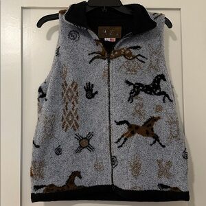 Bear Ridge Outfitters Blue Gray Horse Native Southwest Fleece Vest size S